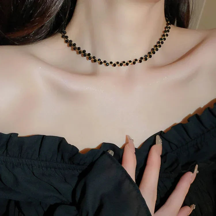 Elegant Double Chain with Crystals and Pearls - Amira