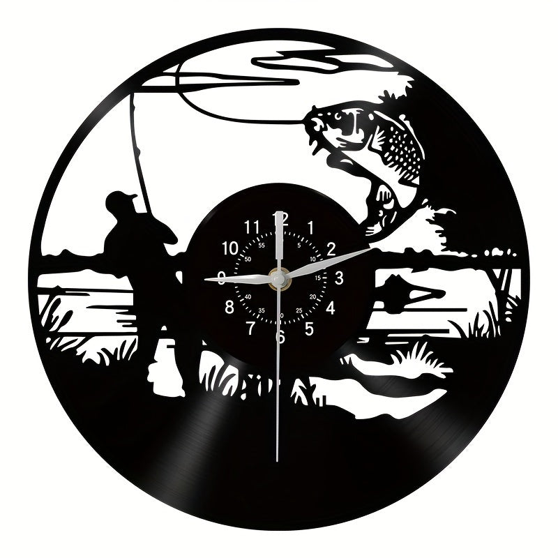 VinylCatch Clock - Retro Fishing Wall Decor