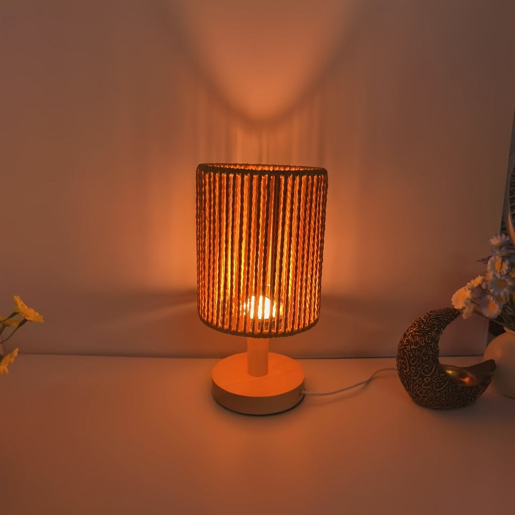 BarrelGlow Lamp - Wooden Design with Stripes
