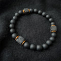 Aurelia Black Onyx and Lava Stone Cube Balance Bracelet