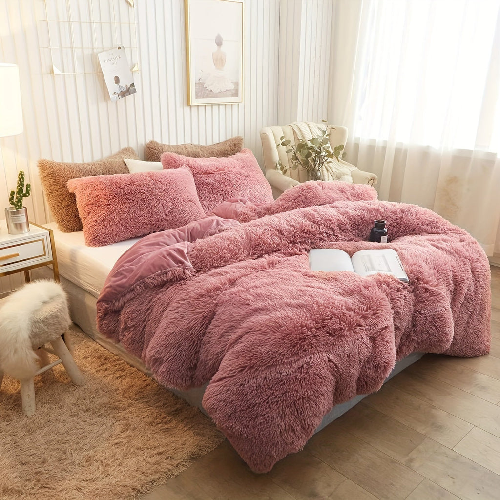 Ultra-Soft Plush Duvet Cover Set with Zipper - Luxury & Comfort
