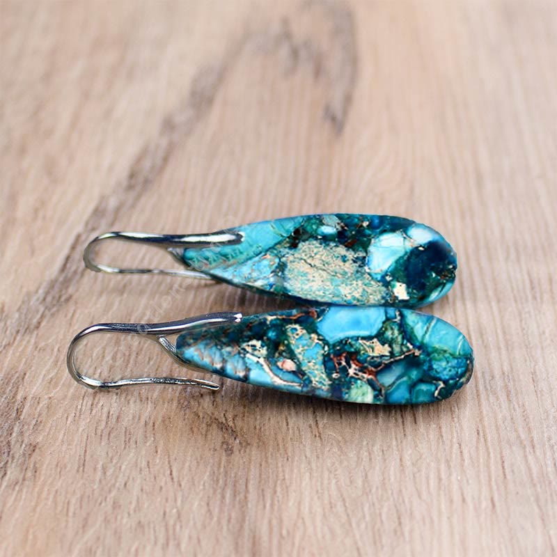Elegant Teardrop Imperial Jasper Earrings - Amara Collection