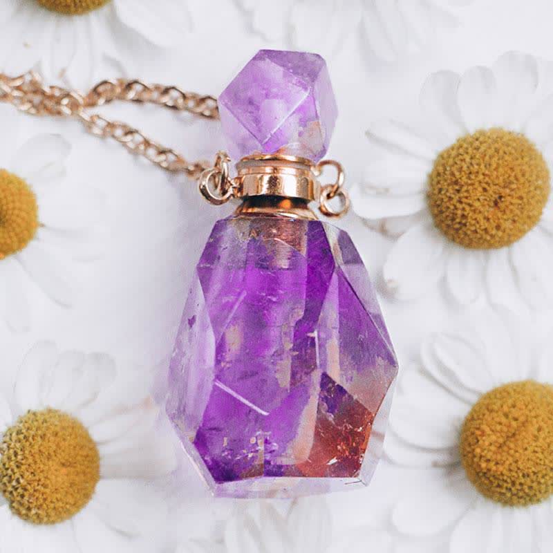 Elegant Necklace with Crystal Perfume Bottle - Iris