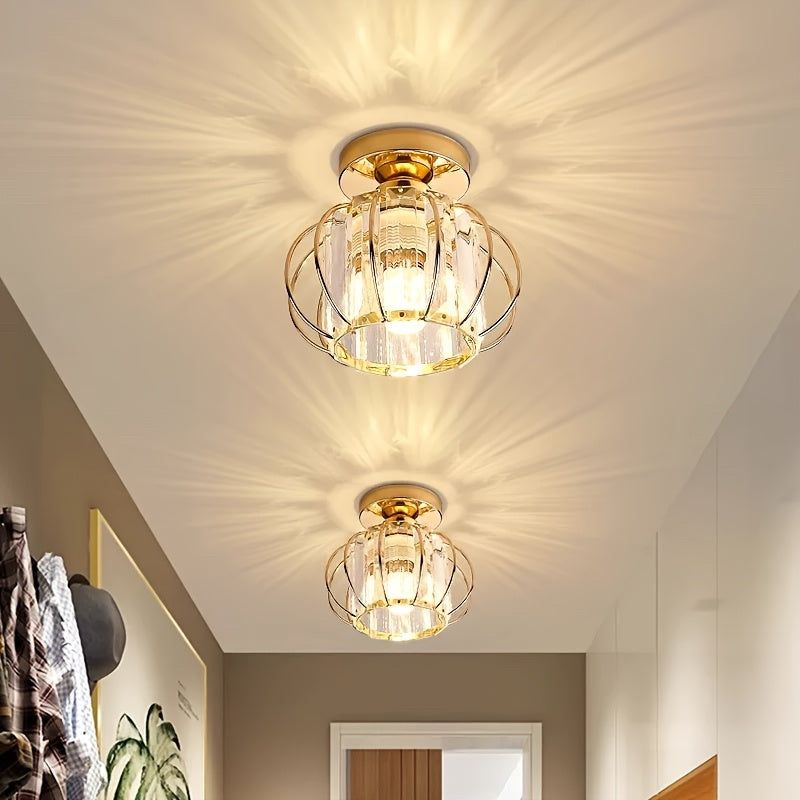 CrystalGlow - Luxury Crystal Hallway Lamp, Black Gold