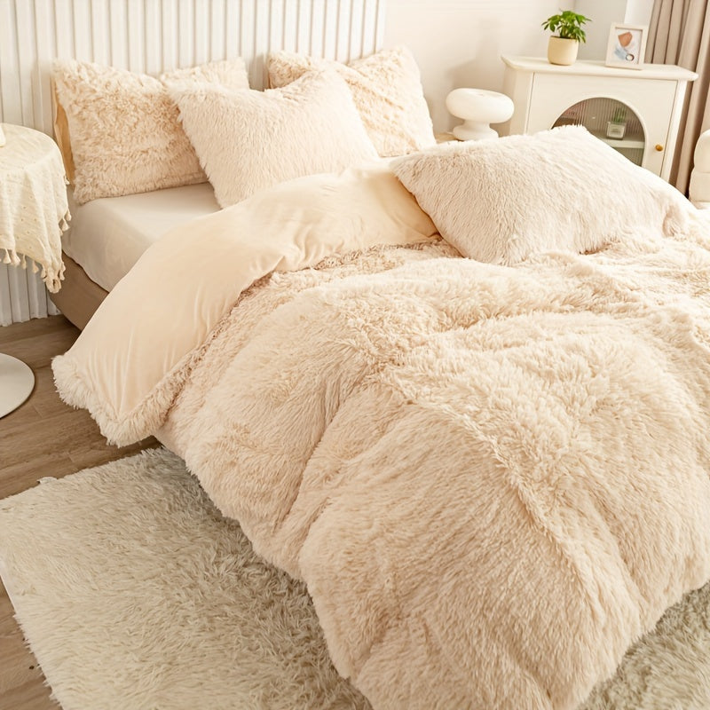 Ultra-Soft Plush Duvet Cover Set with Zipper - Luxury & Comfort