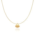 Elegant Lilac Flower Necklace with Golden Scallop Shell