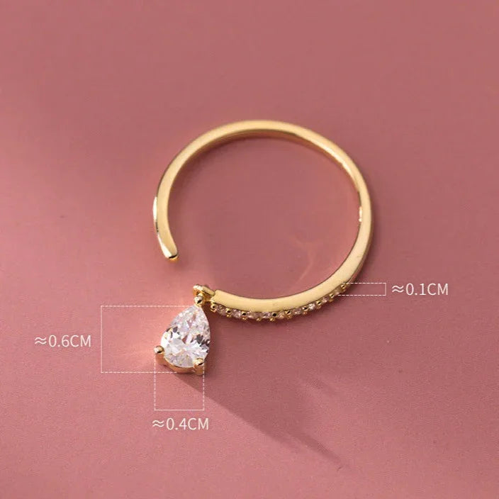 Elegant Adjustable Water Droplet Ring - Isaline Collection