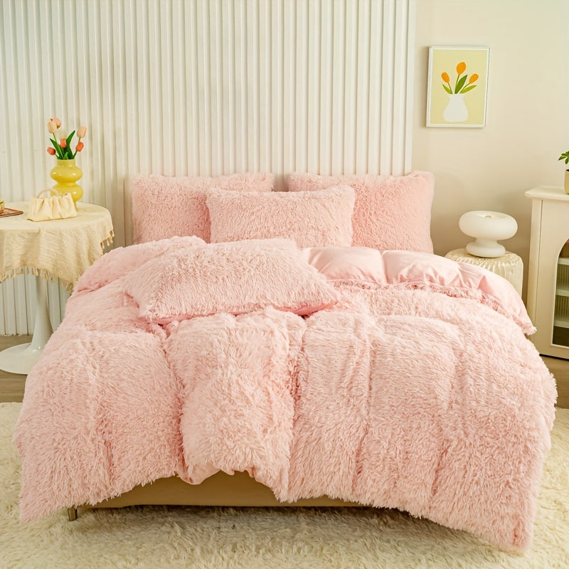 Ultra-Soft Plush Duvet Cover Set with Zipper - Luxury & Comfort