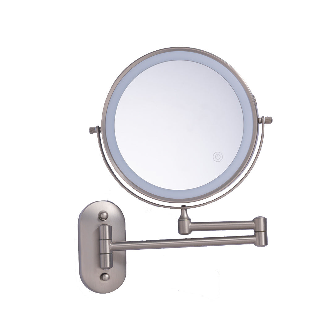 GlamGlow - Luxury LED Wall Mirror with Magnifying Lens and Rechargeable USB