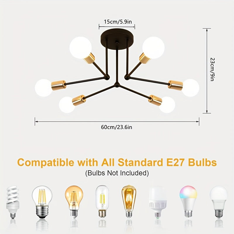 RetroGlow - Industrial 6-Light Ceiling Fixture