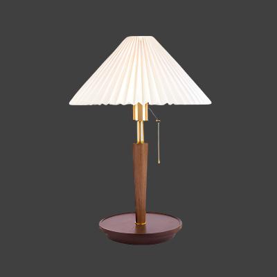 Elegant Vintage Wooden Woodly Table Lamp - Table Lamp with Pleated Design