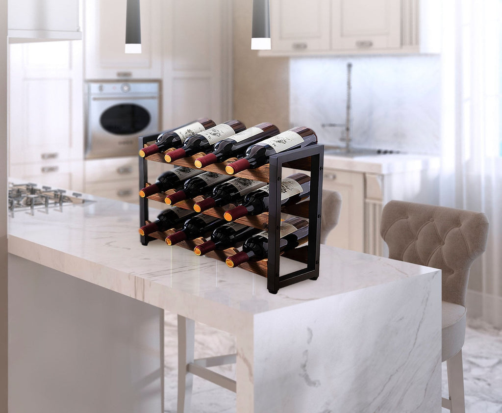 WineArt - Stylish Wooden Wine Rack for 12 Bottles