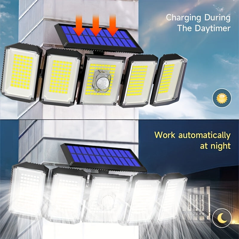 SolarGuard Pro – 5-Arm Solar LED Outdoor Light with Sensor