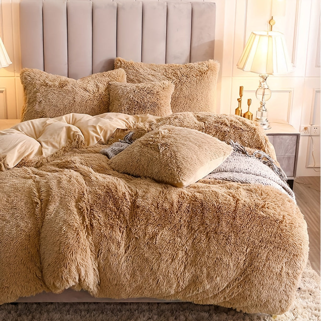 Ultra-Soft Plush Duvet Cover Set with Zipper - Luxury & Comfort
