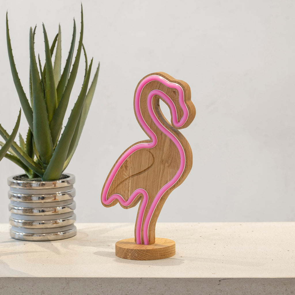 TropicalGlow - Wooden Neon Lamp with IR Remote