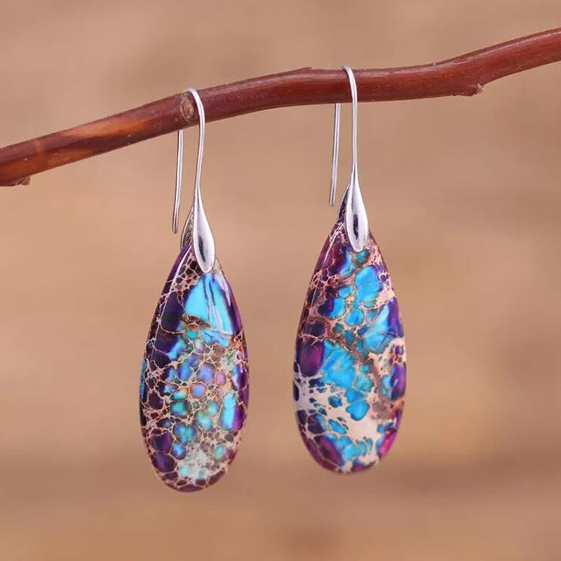 Elegant Teardrop Imperial Jasper Earrings - Amara Collection