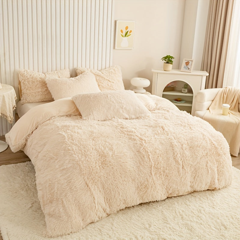 Ultra-Soft Plush Duvet Cover Set with Zipper - Luxury & Comfort