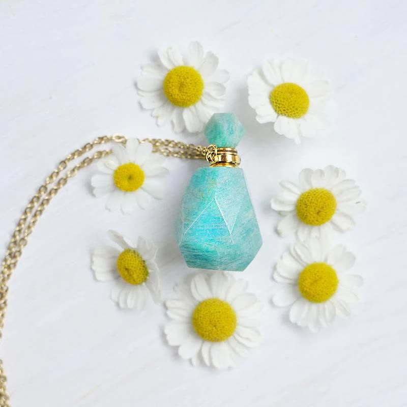 Elegant Necklace with Crystal Perfume Bottle - Iris
