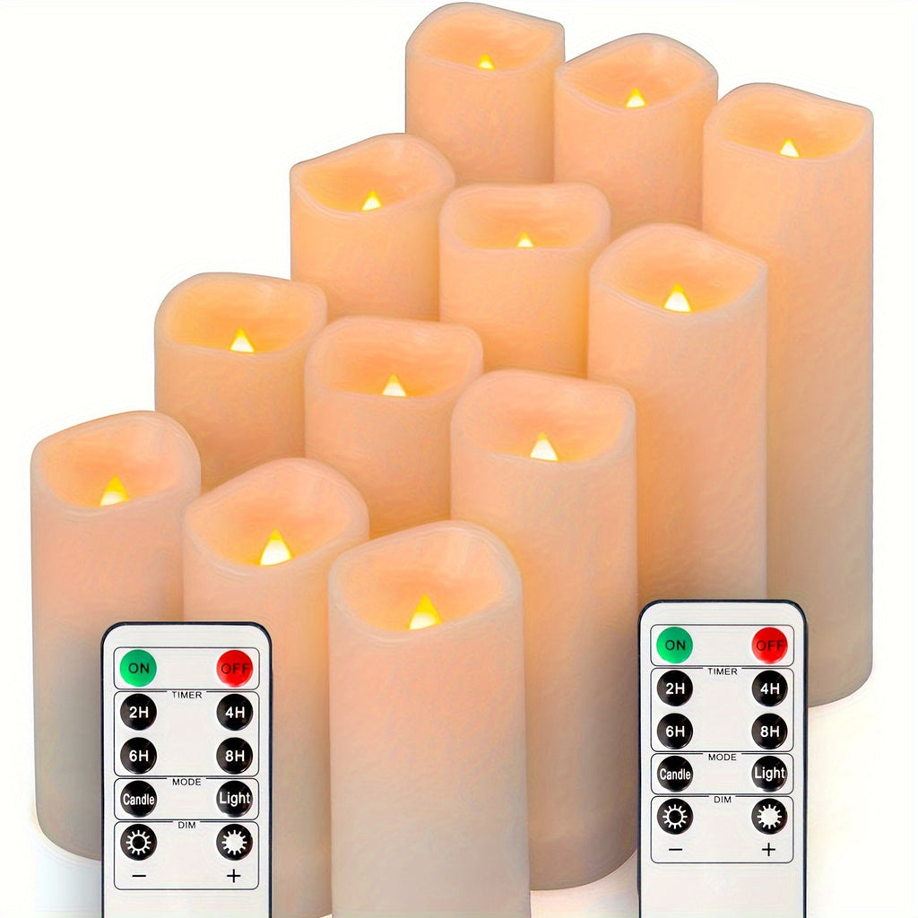 GlowFlame - Set of 12 LED Candles with Remote Control