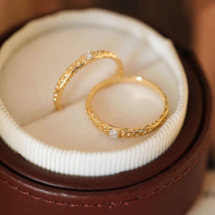 Sparkling Gilded Sterling Silver Ring with Zirconia - Aurora Elegance