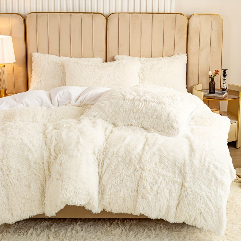 Ultra-Soft Plush Duvet Cover Set with Zipper - Luxury & Comfort
