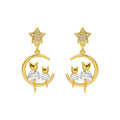 Elegant Gold Cat Ear Earrings with Sparkling Zirconia - Feline Glamour