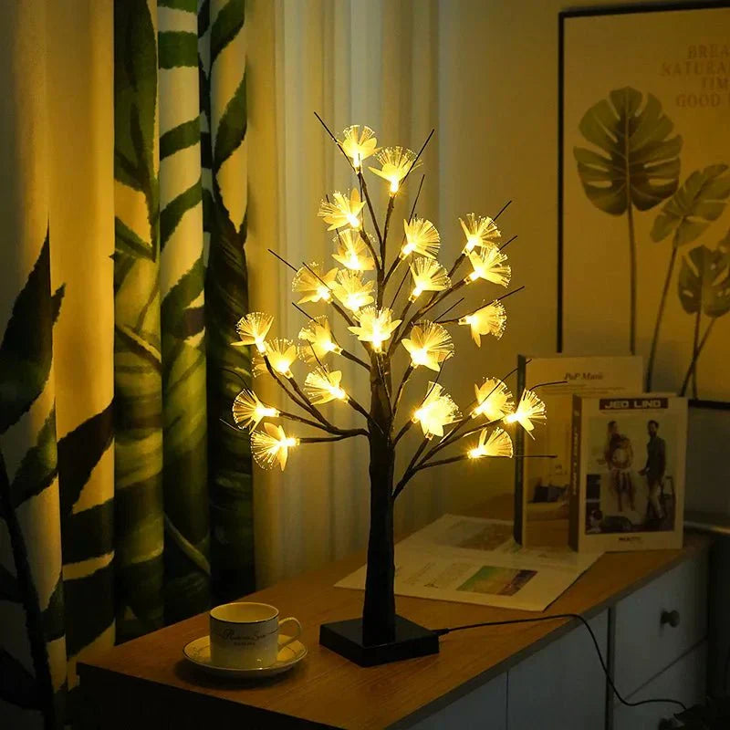 BonsaiGlow Table Lamp - Enchanting Fiber Optic Rose Lamp
