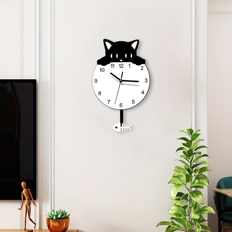 SwingCat Clock - Modern Cartoon-Style Cat Wall Clock