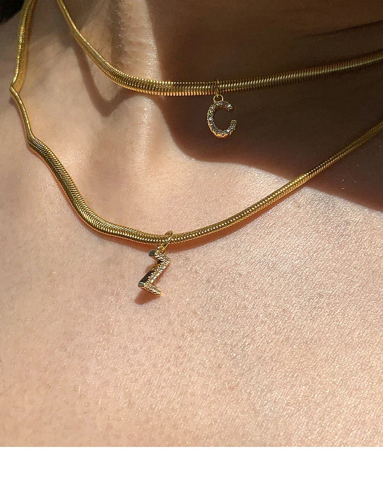 Stylish Gold Initial Necklace - Ella