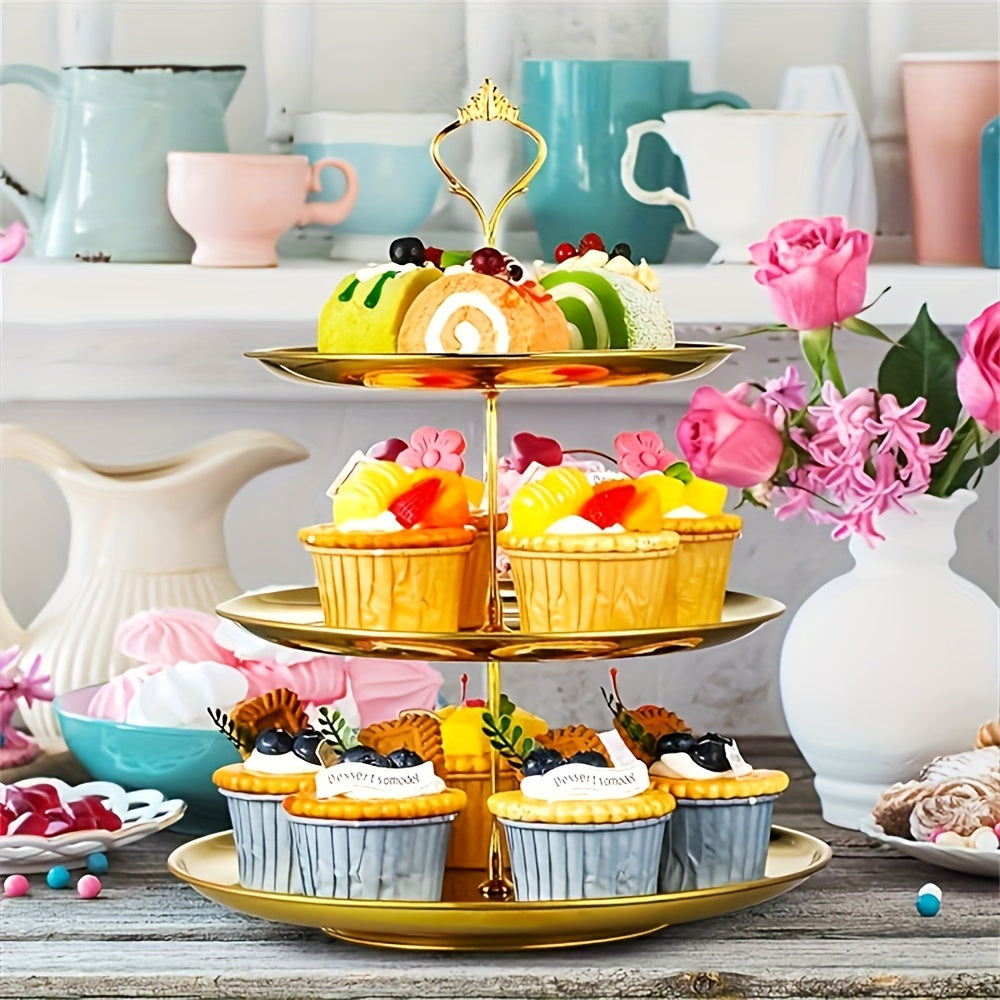 SteelTower - Elegant Triple Serving Dish for Parties