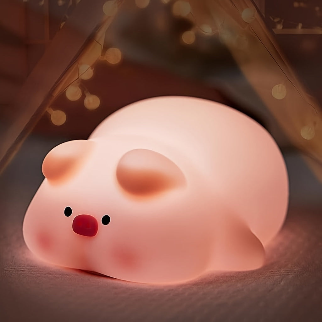 PiggyGlow – Cute Silicone Night Light, USB Rechargeable