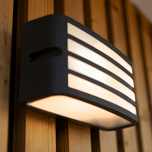 ZebraGlow Outdoor Lamp – Black Grid E27 Wall Light