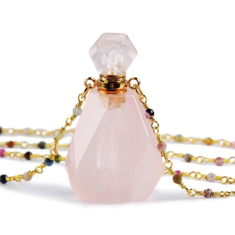 Elegant Necklace with Crystal Perfume Bottle - Iris