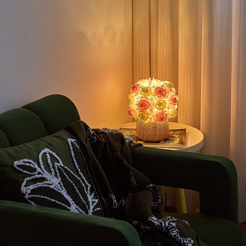 FloraGlow - Luxury Art Deco Rose USB Table Lamp