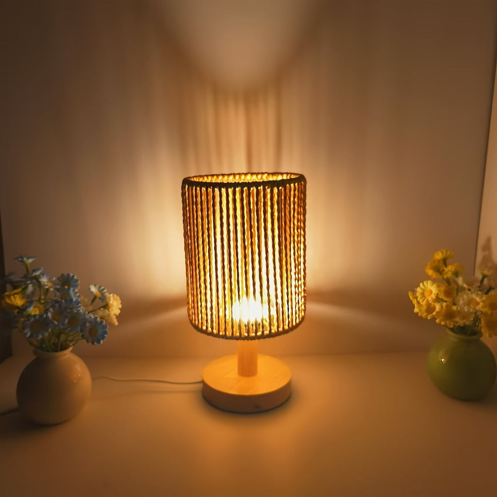 BarrelGlow Lamp - Wooden Design with Stripes