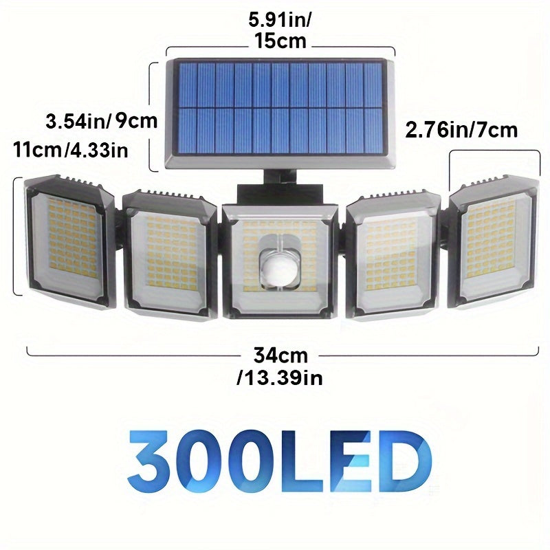 SolarGuard Pro – 5-Arm Solar LED Outdoor Light with Sensor