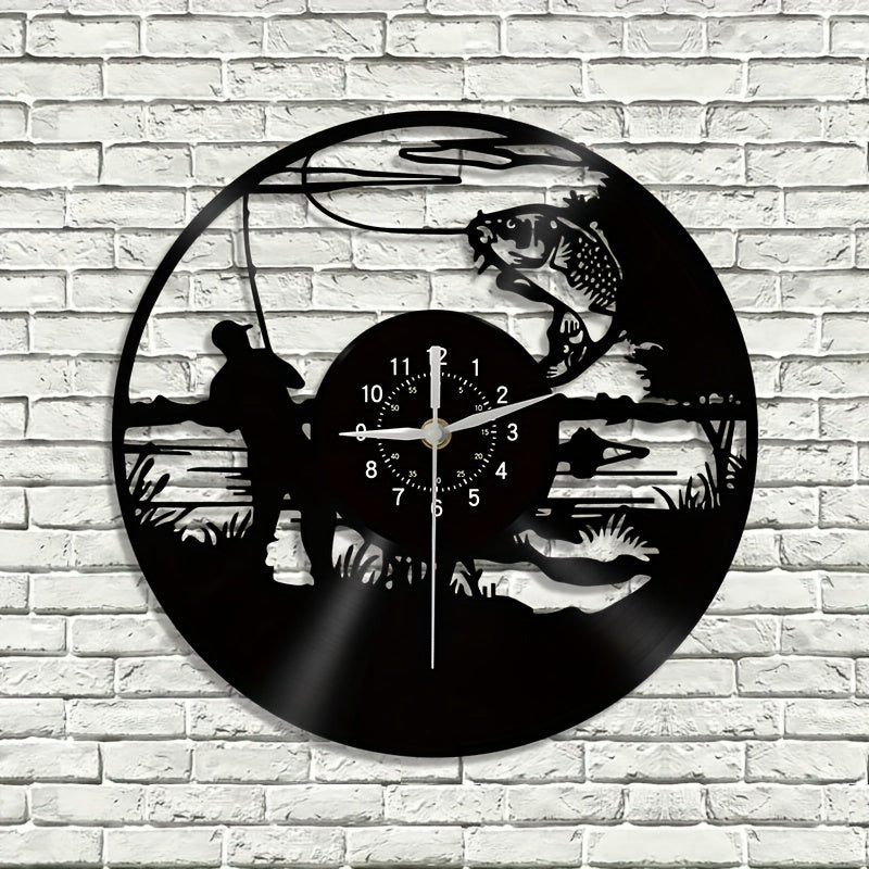 VinylCatch Clock - Retro Fishing Wall Decor