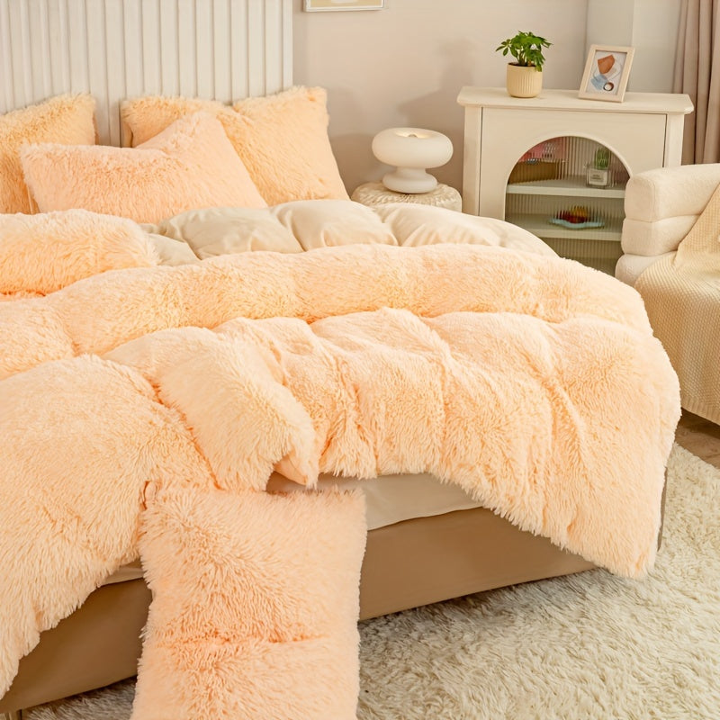 Ultra-Soft Plush Duvet Cover Set with Zipper - Luxury & Comfort