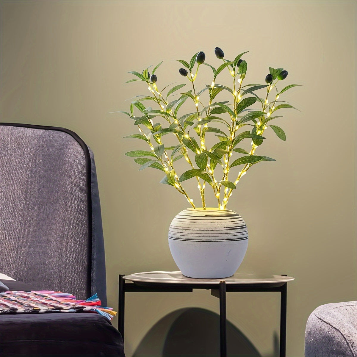 LumiTak – Elegant Olive Branch LED Table Lamp