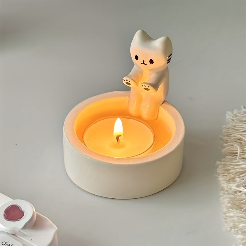 CharmingCat - Playful Resin Candle Tray for Organization