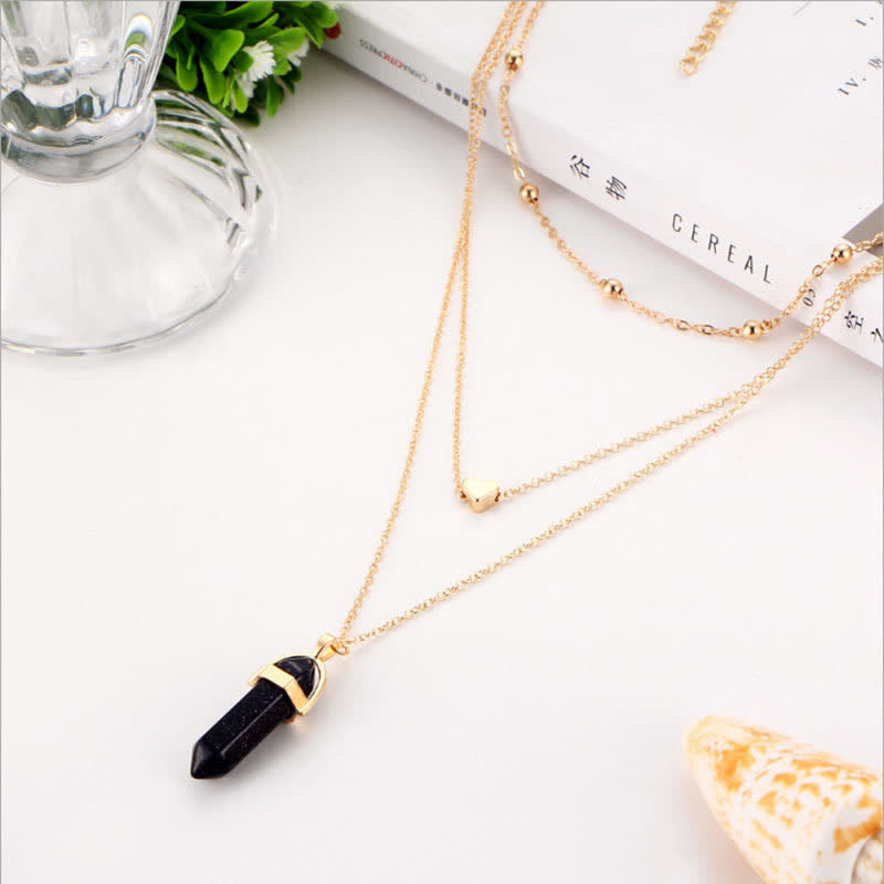 Aurora Hexagon Gemstone Necklace made of Natural Crystals