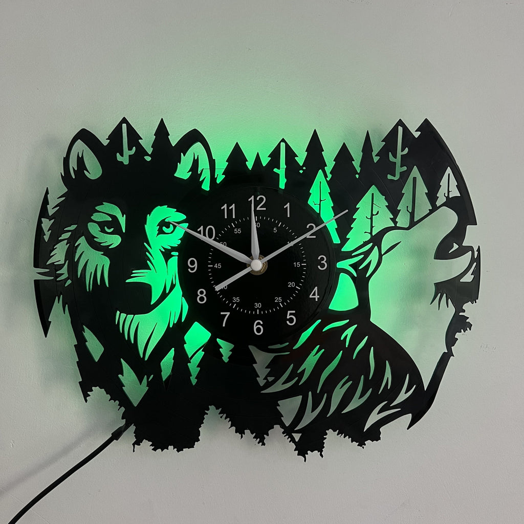 HuskyVinyl Clock – Rustic Wall Clock with Husky Design
