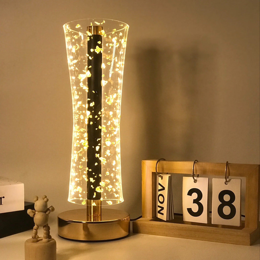 RadiantGlow Lamp - Luxury Acrylic Table Lamp with Gold Accents