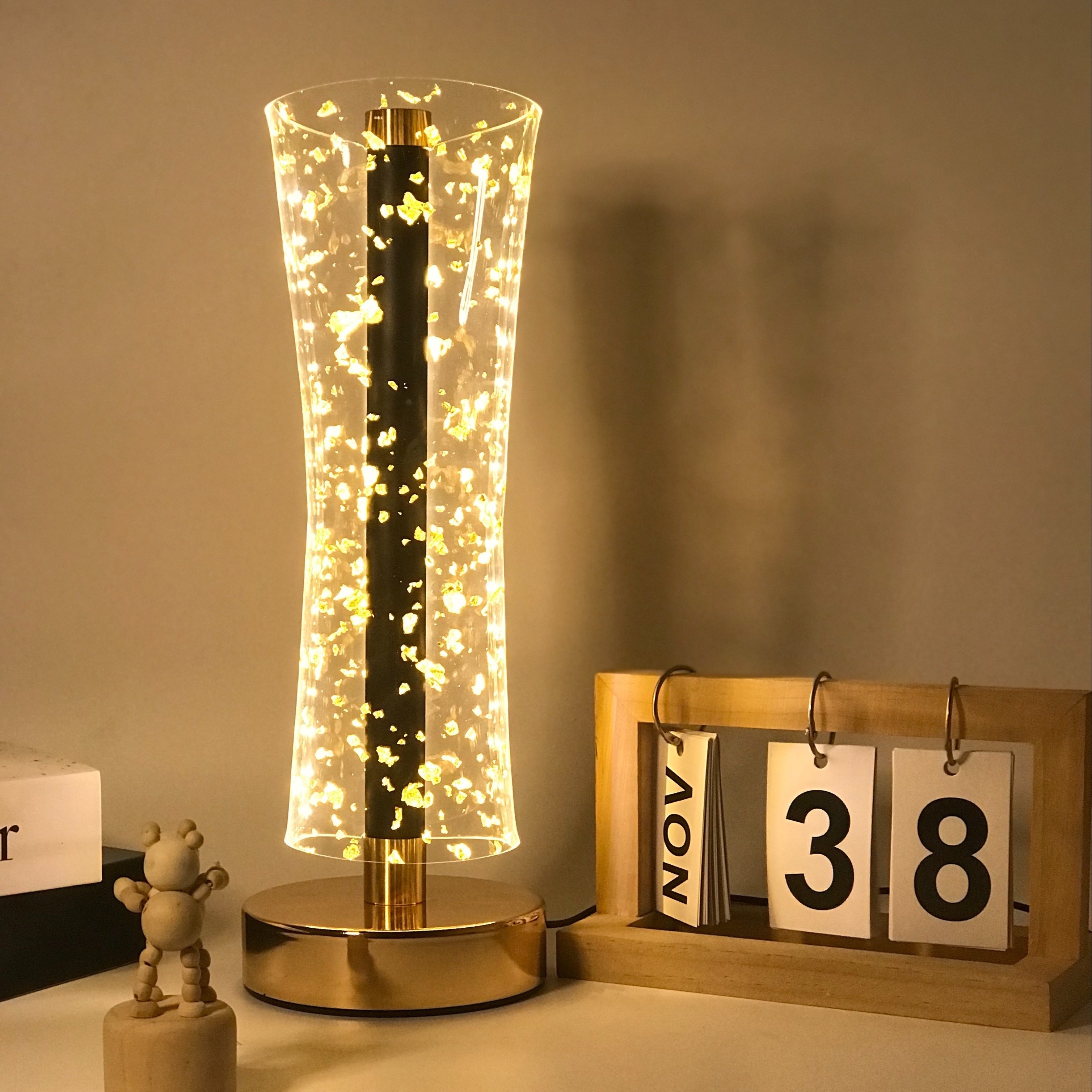 RadiantGlow Lamp - Luxury Acrylic Table Lamp with Gold Accents