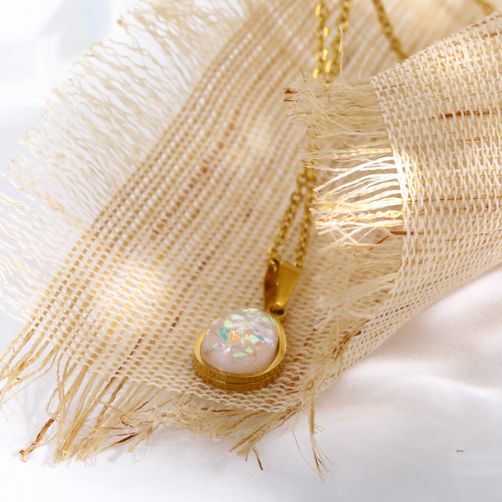 Eloise 18K Natural Opal Teardrop Pendant Necklace - An Enchanting Elegance