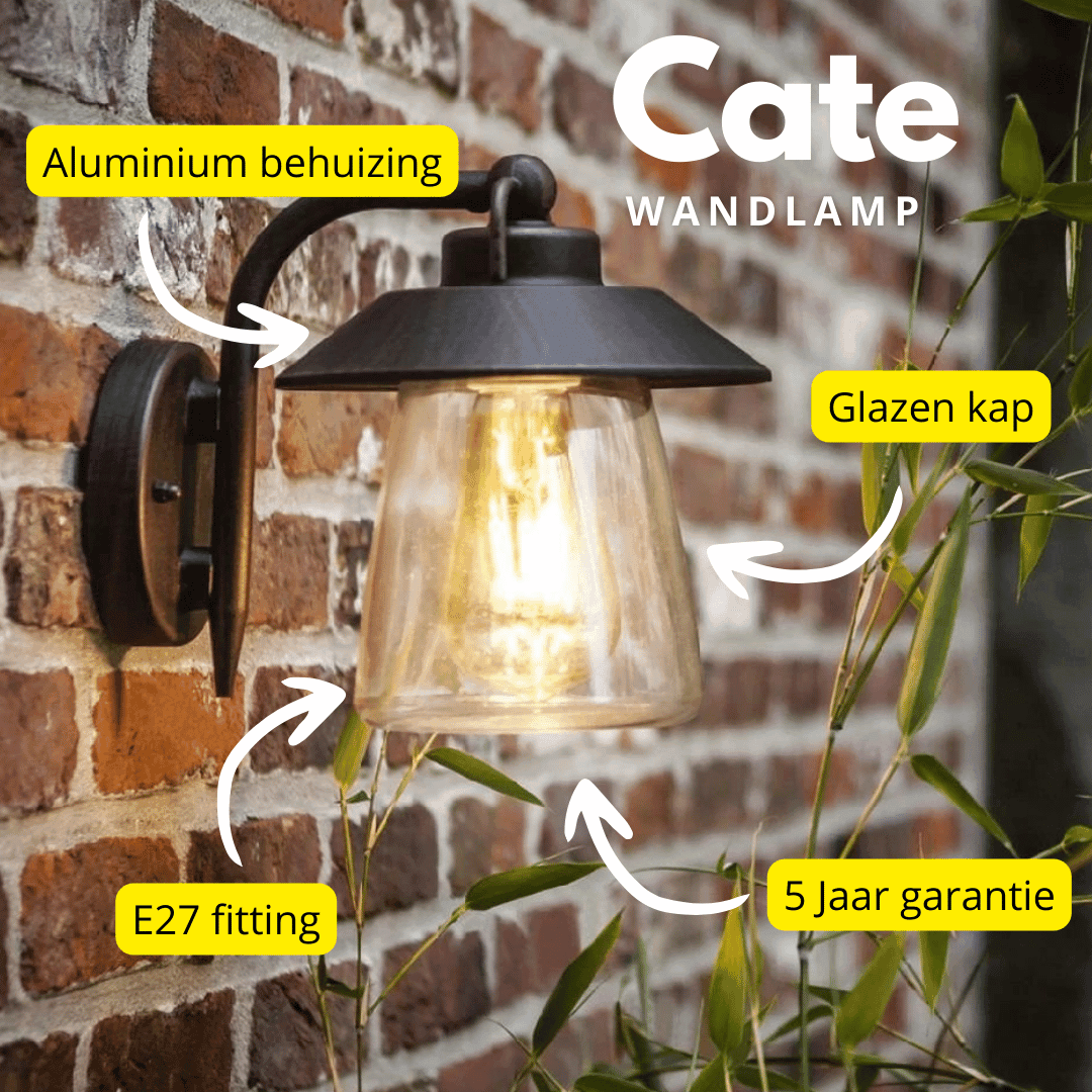 Cate Outdoor Light – Black Glass & Rust LED Lamp