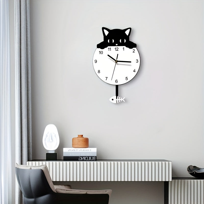 SwingCat Clock - Modern Cartoon-Style Cat Wall Clock