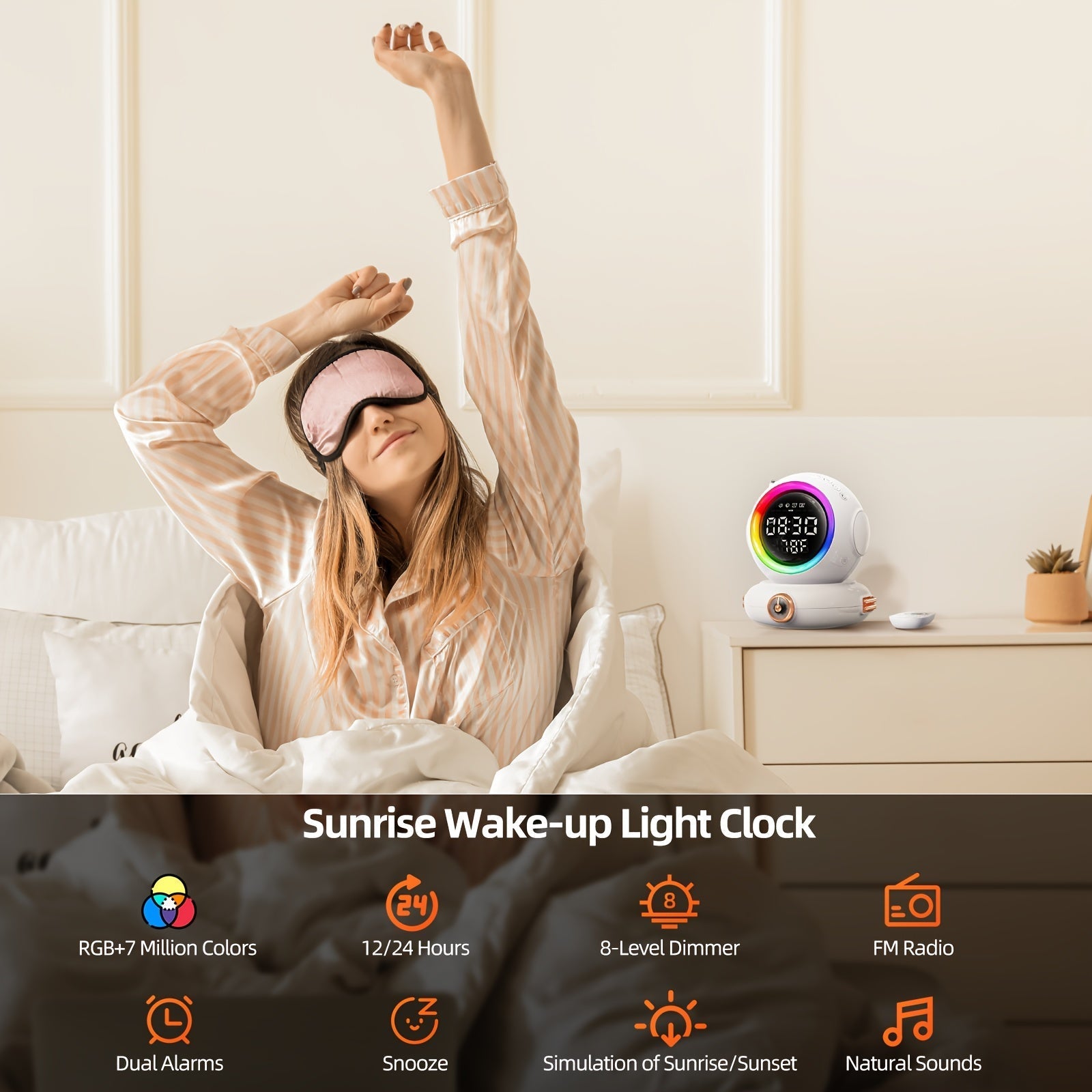 LunaRise - Wake-up Light with Bluetooth Speaker and FM Radio
