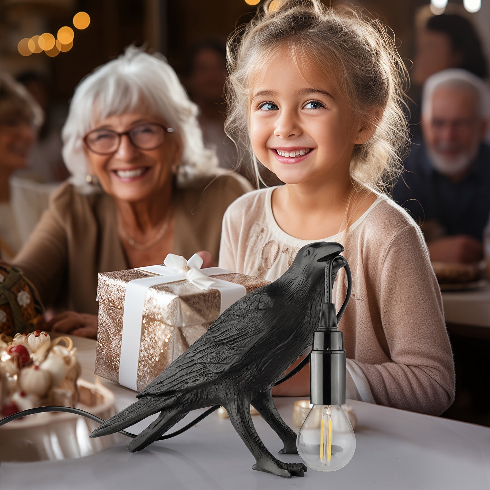 RavenLight Lamp - Elegant Raven Table Lamp with USB