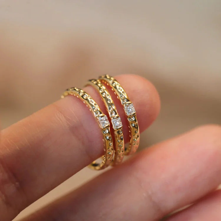 Sparkling Gilded Sterling Silver Ring with Zirconia - Aurora Elegance